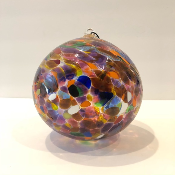 Large hand blown glass rainbow hanging sphere - Picture 4 of 7